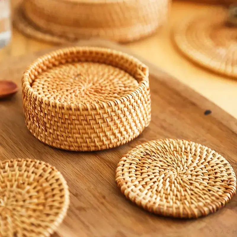 Traditional Handwoven Kungfu Tea Coaster Set - Table Piece