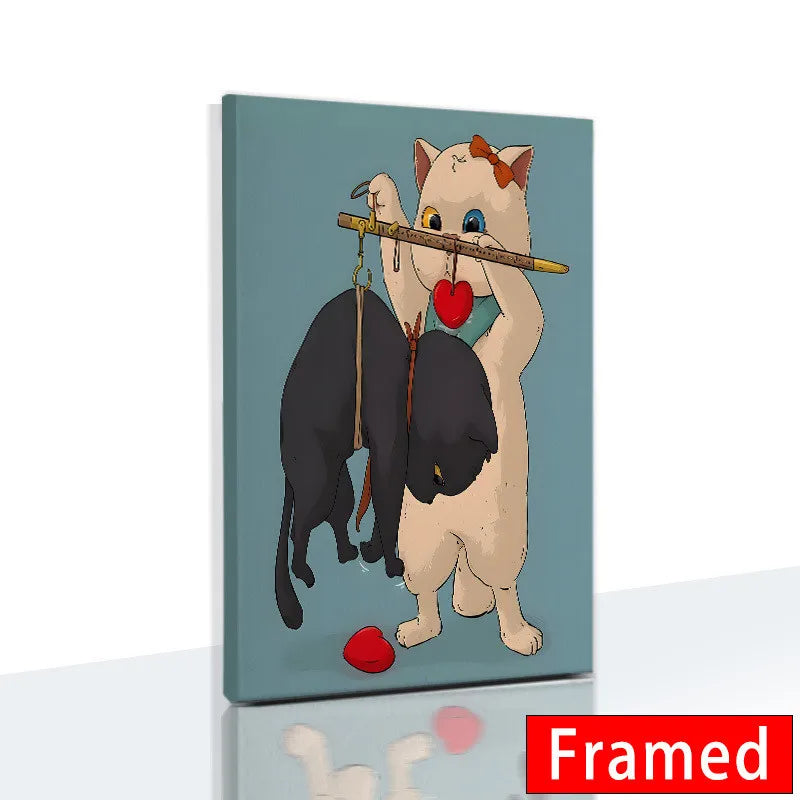 Midnight Cats Framed Canvas
