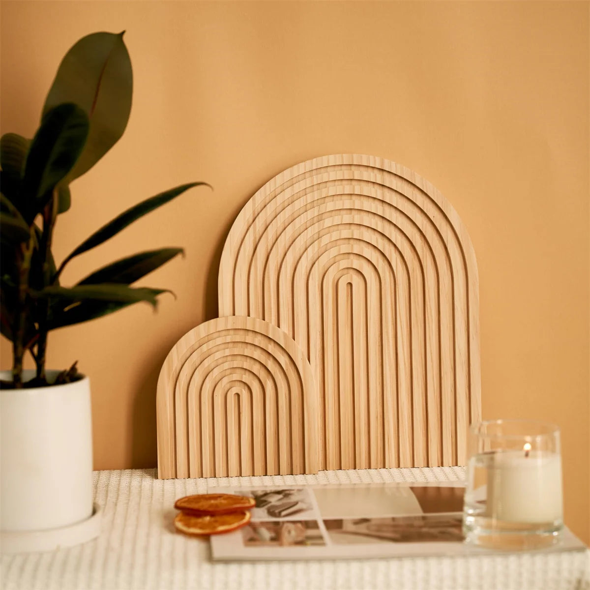 Boho Wooden Wave Cutting Board - Table Piece