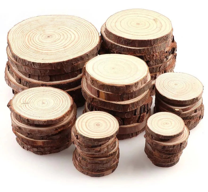 Natural Pine Wood Slices with Bark - Table Piece