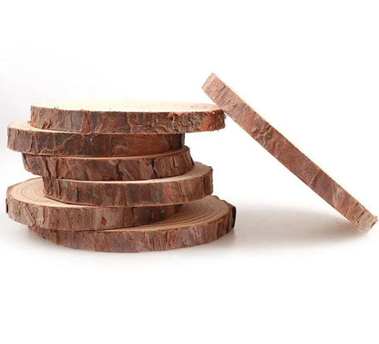 Natural Pine Wood Slices with Bark - Table Piece