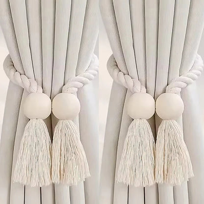 Handwoven Wooden Knot Curtain Holdbacks - Table Piece