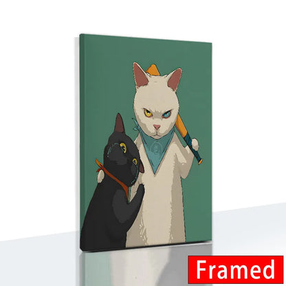 Midnight Cats Framed Canvas
