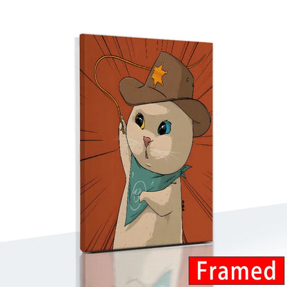 Midnight Cats Framed Canvas