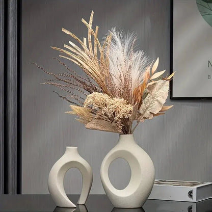 Modern Nordic Hollow Ceramic Vase Set - Table Piece