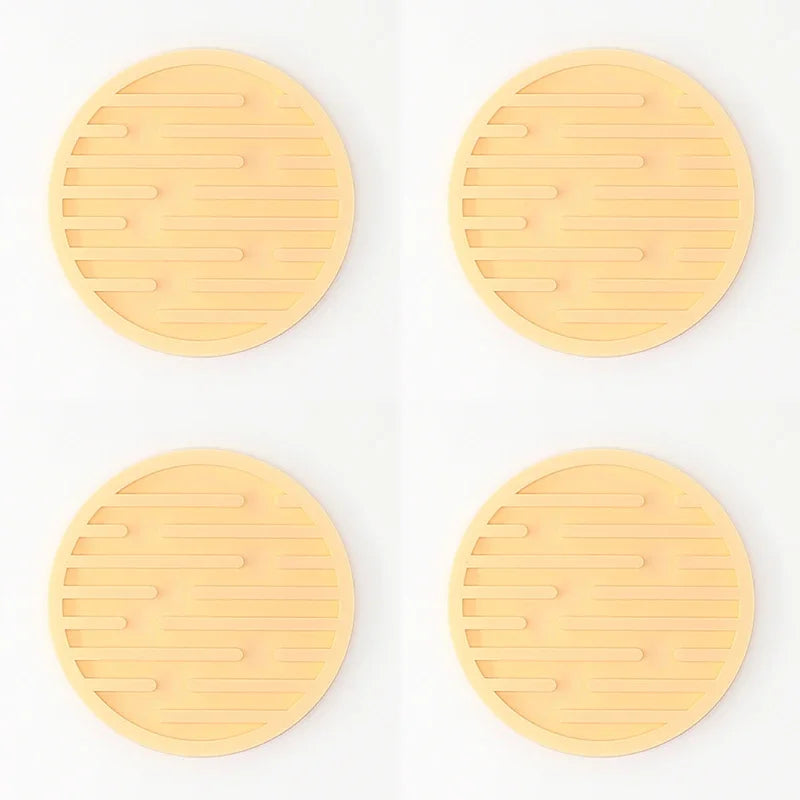 4PCS/lot 10cm Silicone Cup Pad Slip Insulation Pad Round Cup Mat Hot Drink Holder Mug Stand Home Kitchen Tool Cup Coaster Table Piece