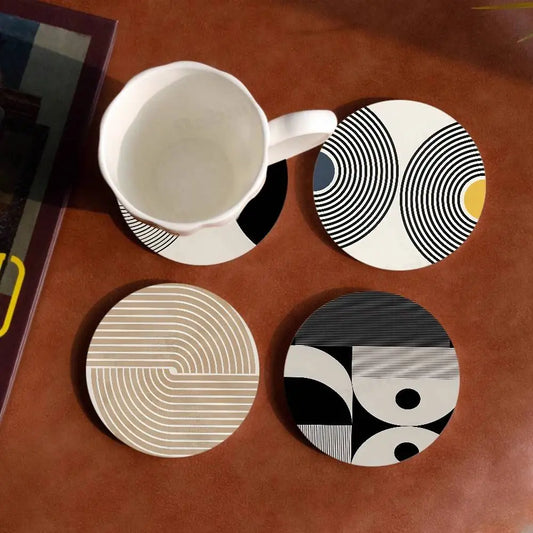 Minimalist Abstract Line Coaster Wooden Drink Tray Suitable For Restaurants And Coffee Shops Easy To Wash And Clean Table Piece