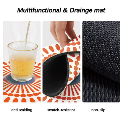 Funny Ceramic Absorbent Cute Stone Cup Coaster Set Of 6 Drinks Absorbing Round With Cork Base For Mugs And Cups Office Kitchen  Table Piece