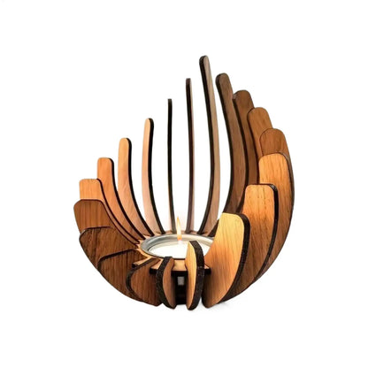 Decorative Wooden Lotus Candle Holder - Table Piece