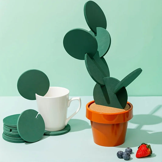 Cactus Coaster Non-slip Creative Insulated Tea Mat DIY Home Tableware Coffee Cup Holder Coaster Heat Insulation Table Decoration Table Piece