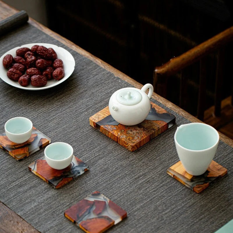 Tea Pine Coasters Table Piece