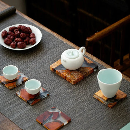 Tea Pine Coasters Table Piece
