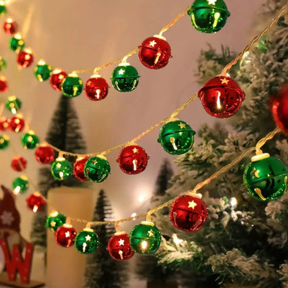 1pc Christmas Red Green Bells String