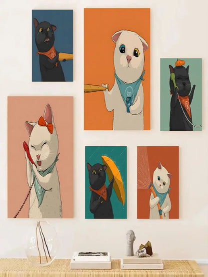 Midnight Cats Framed Canvas