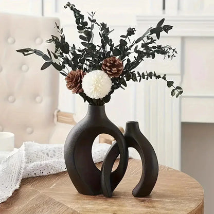 Modern Nordic Hollow Ceramic Vase Set - Table Piece