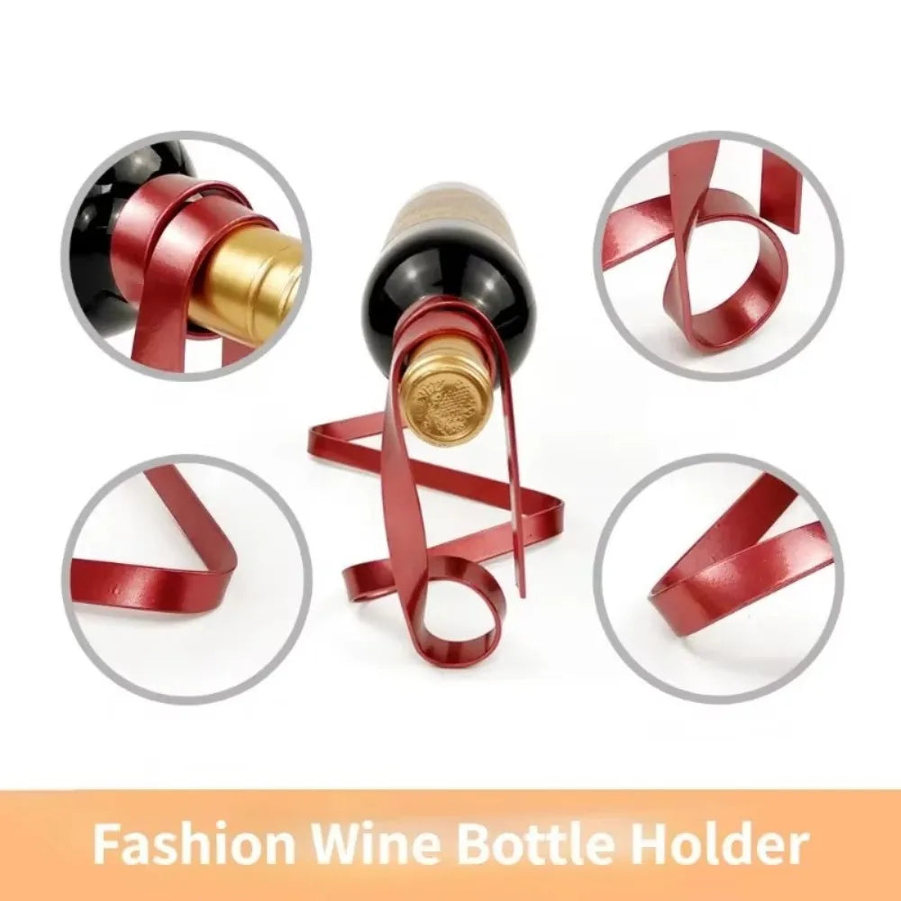 Floating Ribbon Wine Bottle Holder Stand - Table Piece