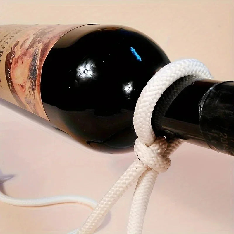 Creative Suspended Rope Wine Bottle Stand - Table Piece