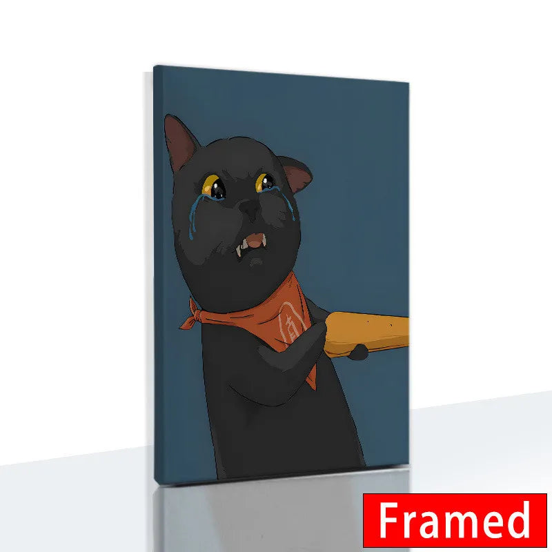 Midnight Cats Framed Canvas