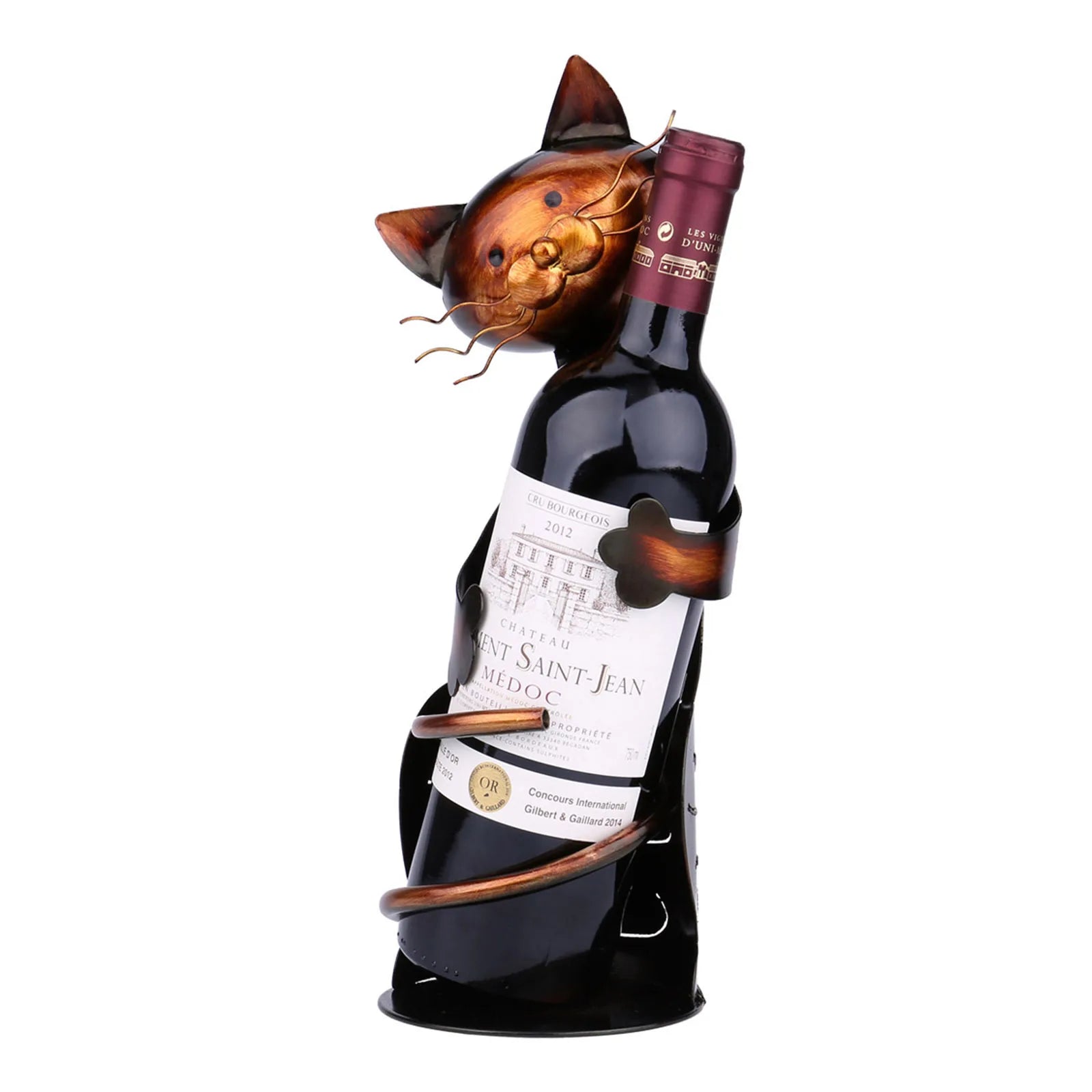Iron Cat Wine Rack Table Piece