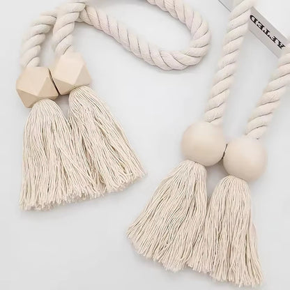 Handwoven Wooden Knot Curtain Holdbacks - Table Piece