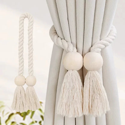 Handwoven Wooden Knot Curtain Holdbacks - Table Piece