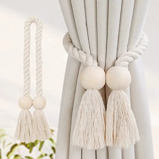Handwoven Wooden Knot Curtain Holdbacks - Table Piece