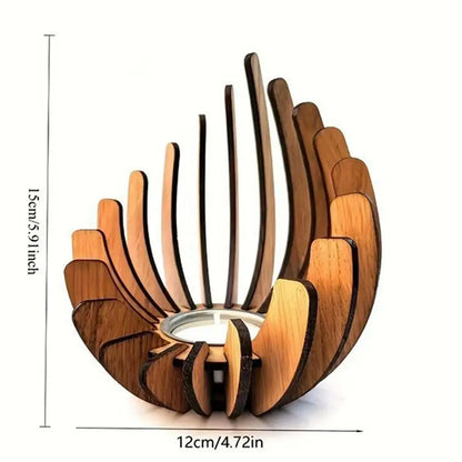 Decorative Wooden Lotus Candle Holder - Table Piece