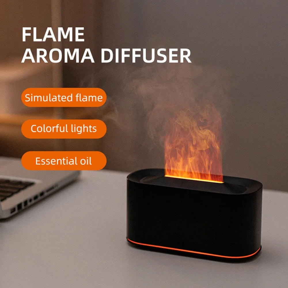 Aromatherapy Diffuser with Flame Effect Table Piece
