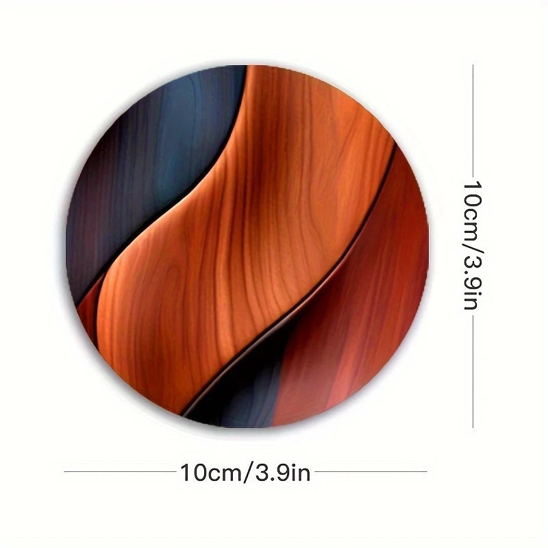 2D Flat 6pcs Retro Wooden Circular Coaster Heat-Resistant Wood-Grain Design for Home Coffee Table Office Desk Decorative Coaster Table Piece