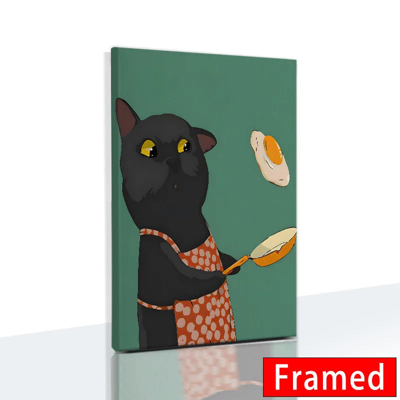 Midnight Cats Framed Canvas
