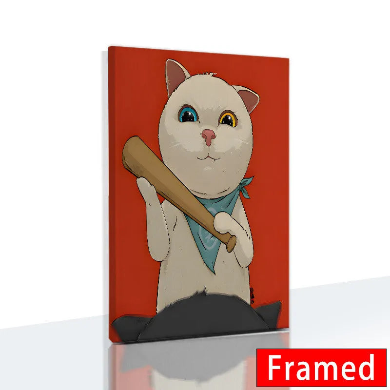 Midnight Cats Framed Canvas