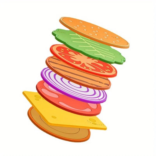 8Pcs/Set Burger Shape Silicone Coaster Insulation Mat for Mug Kitchen Dining Bar Table Decor Table Piece
