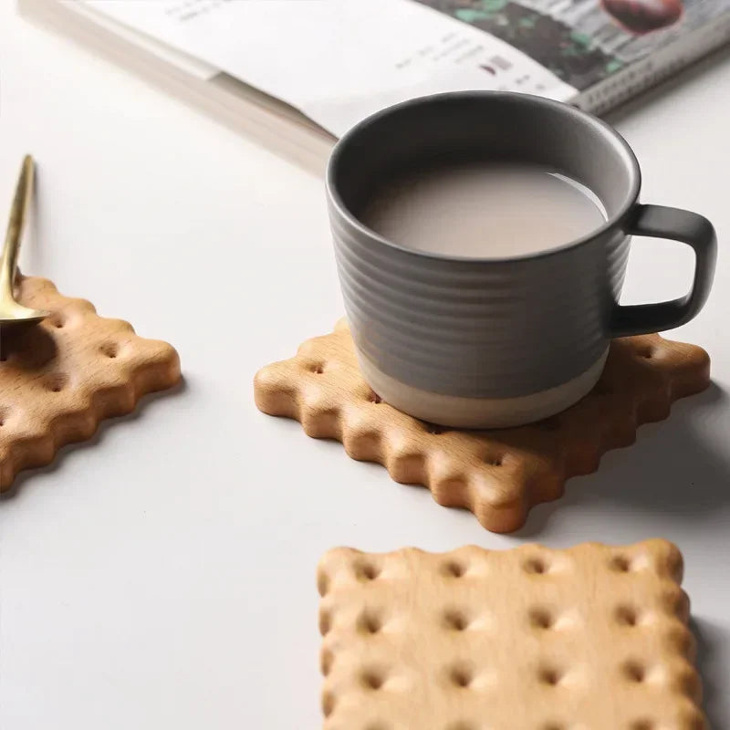 Wooden Cookie Coasters Set 1PCS Walnut Beech Drink Mats Coffee Cup Heat Pad Rustic Kitchen Decor Handmade Wooden Coasters Gifts Table Piece