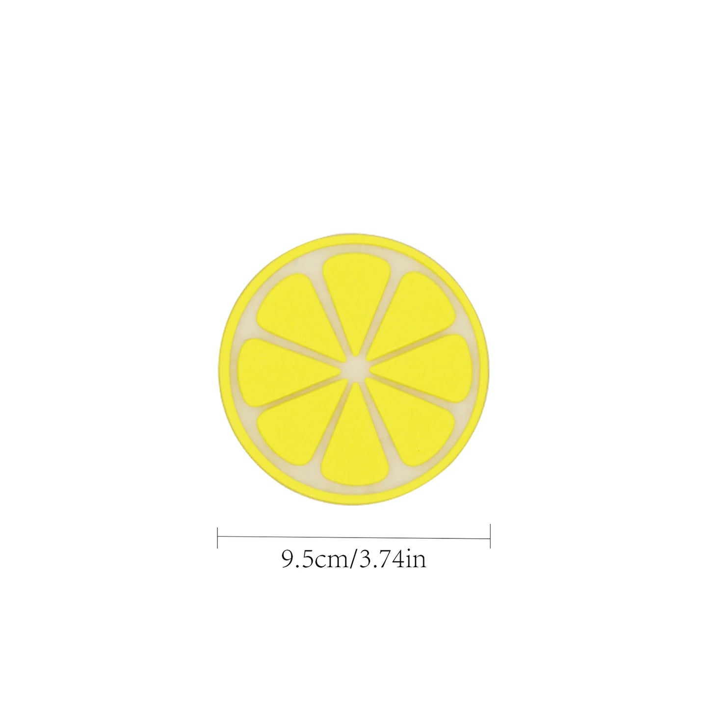 Set of 4 PVC Cute Lemon Coaster, Yellow Round Heat-resistant Mat Table Piece