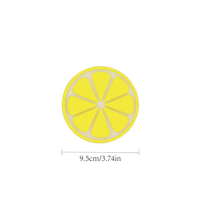 Set of 4 PVC Cute Lemon Coaster, Yellow Round Heat-resistant Mat Table Piece