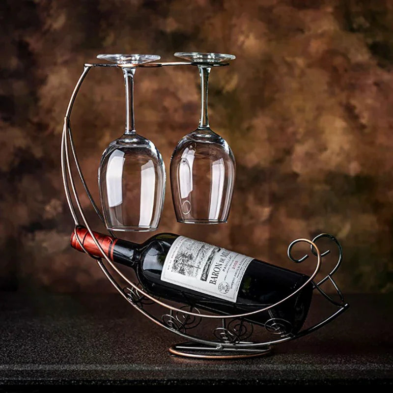 Metal Wine Rack Hanging Wine Glass Holder Table Piece