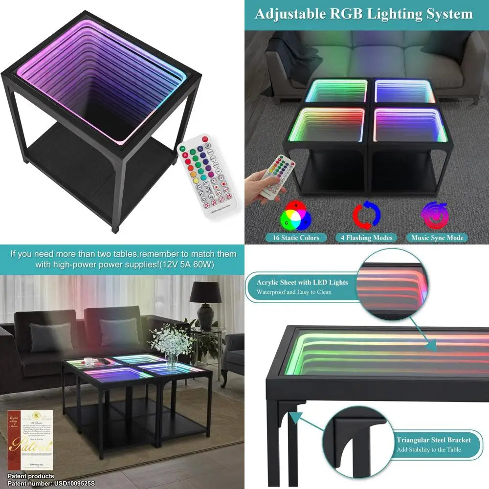 Infinity Mirror Coffee Table with RGB Lighting 3D - Table Piece