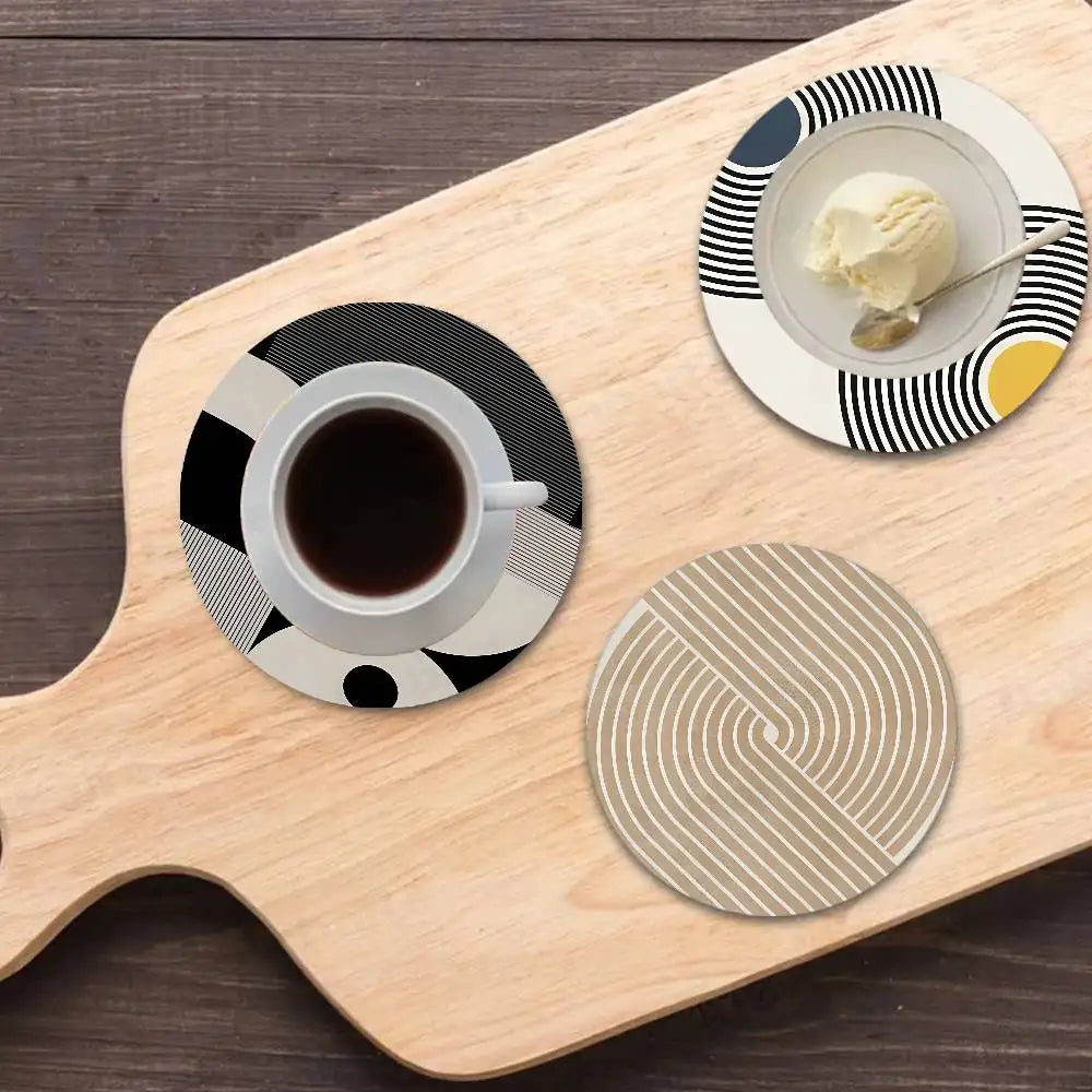 Minimalist Abstract Line Coaster Wooden Drink Tray Suitable For Restaurants And Coffee Shops Easy To Wash And Clean Table Piece