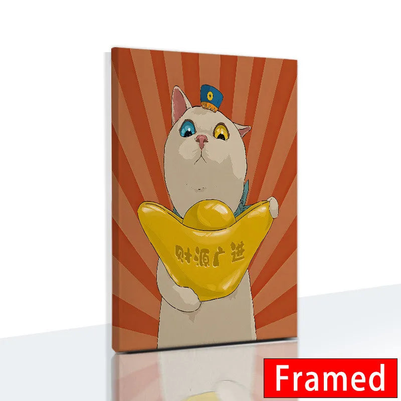 Midnight Cats Framed Canvas
