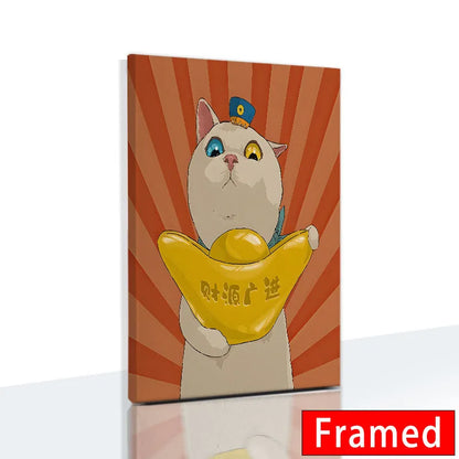 Midnight Cats Framed Canvas