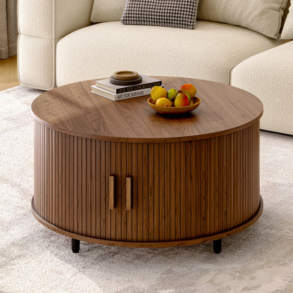 Wooden Coffee Table with 360° Curved Sliding Door - Table Piece