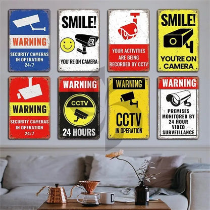 Retro Security Metal Plaque