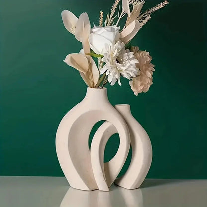 Modern Nordic Hollow Ceramic Vase Set - Table Piece