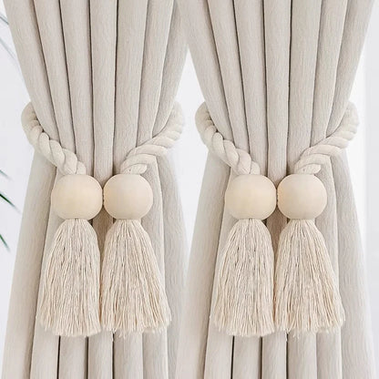 Handwoven Wooden Knot Curtain Holdbacks - Table Piece