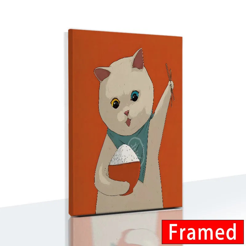 Midnight Cats Framed Canvas