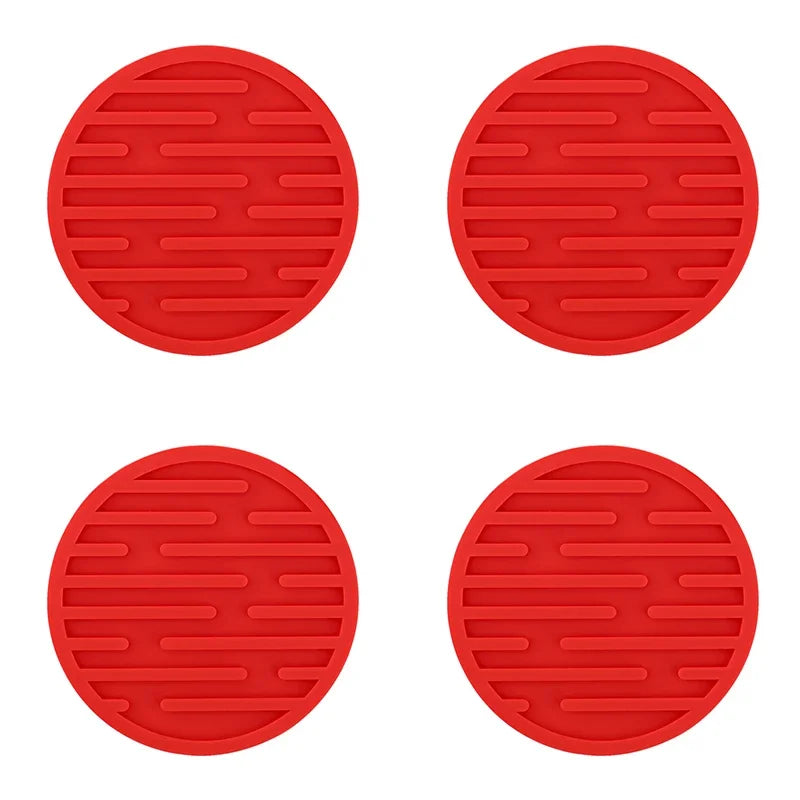 4PCS/lot 10cm Silicone Cup Pad Slip Insulation Pad Round Cup Mat Hot Drink Holder Mug Stand Home Kitchen Tool Cup Coaster Table Piece