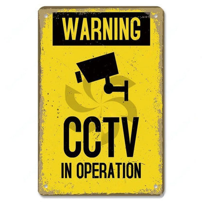 Retro Security Metal Plaque