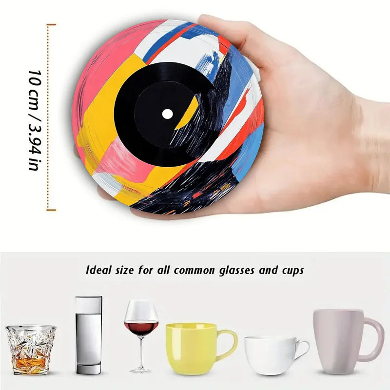 4 Pieces Tape Pattern Printed Coasters, Suitable for Daily Family Party Decoration, Office, Non-Slip Wooden Coasters Table Piece