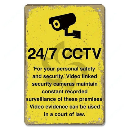 Retro Security Metal Plaque