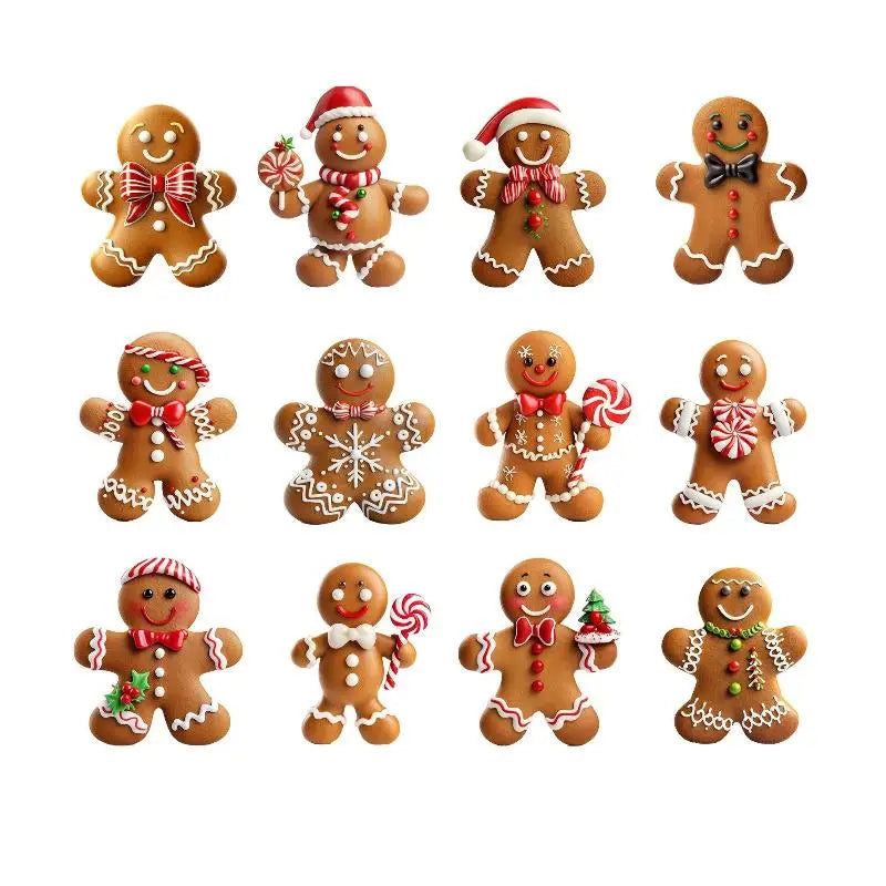 12/24pcs Christmas Gingerbread Man Ornaments Xmas Tree Wooden Hanging
